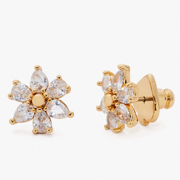 $48 Kate Spade first bloom stud earrings clear / gold - Picture 7 of 7